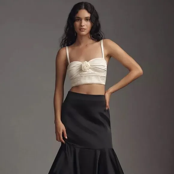 Anthropologie • Pleated Rosette Bustier Top - Picture 3 of 7